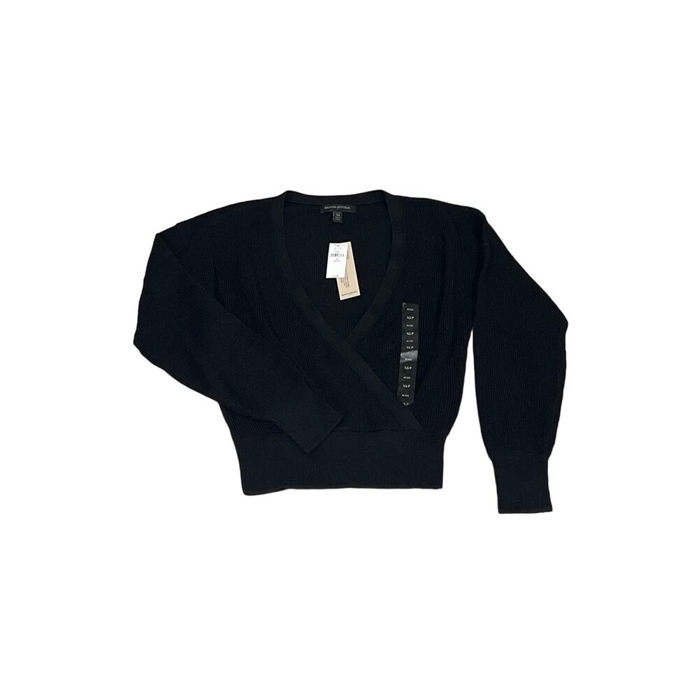 Banana Republic Women's Black Open Front Wrap Sweater Cardigan XSP KB137